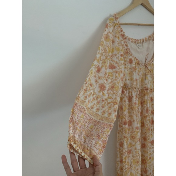 NWT Billabong Endless Sunset Dress SzS 100% Cotton Printed Maxi Boho Cottagecore - Picture 3 of 14